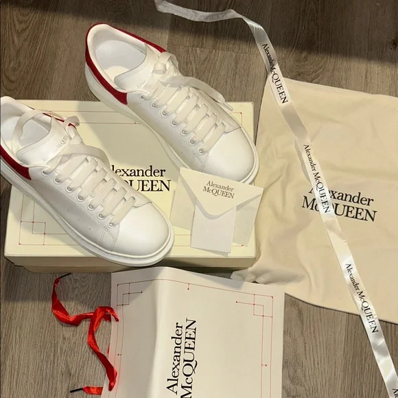 Alexander McQueen Red and White Designer Sneakers (Size 44, •READ DESCRIPTION) - Picture 6 of 8